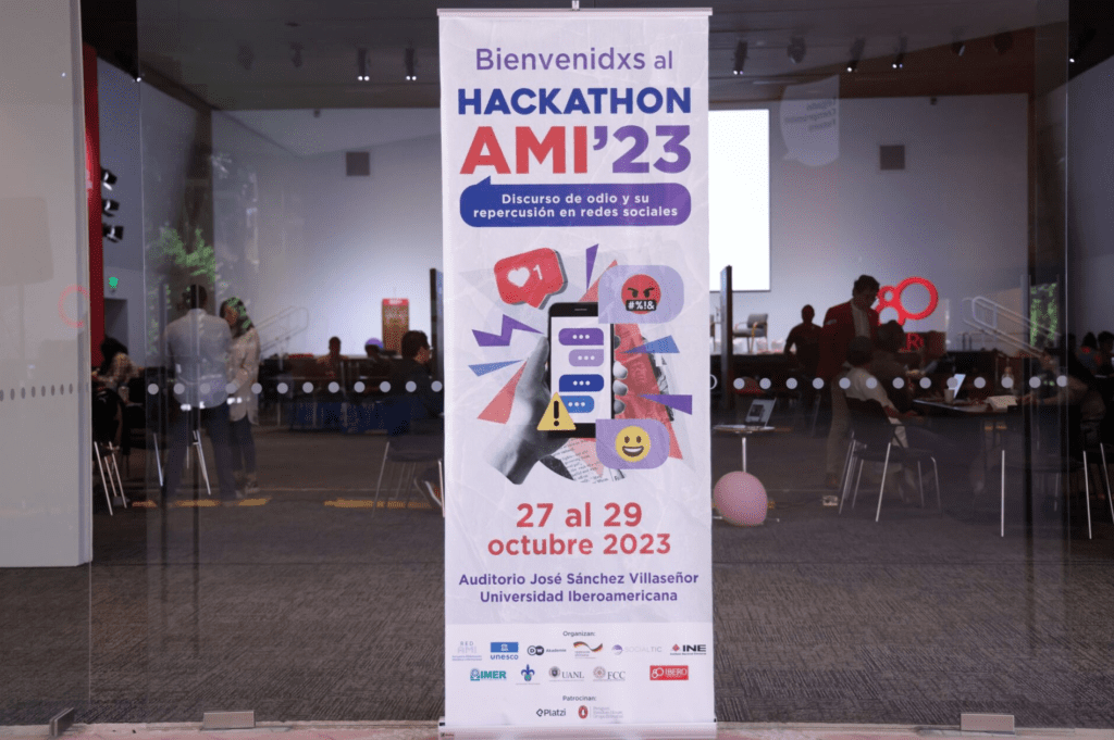 Cartel bienvenida al hackathon AMI 2023
